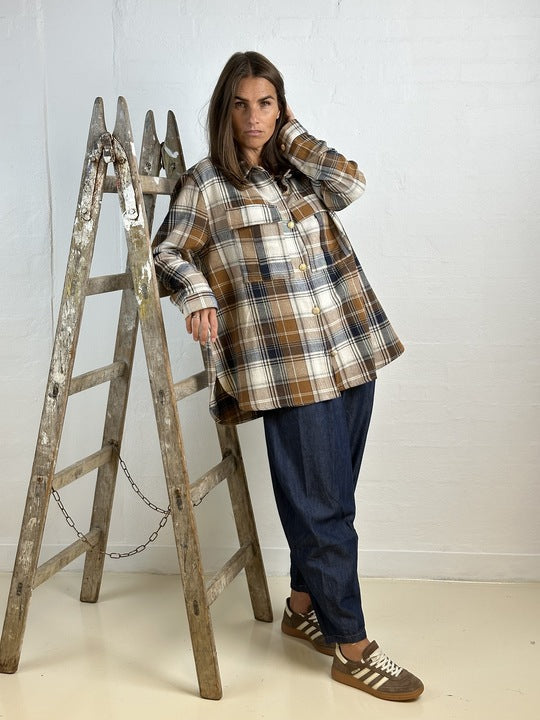 Gaspar Stockholm check camel