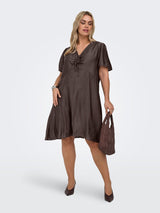 Only Carmakoma Cecilia v-neck dress  brown