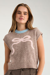 Nümph Nuriette bow vest taupe gray melange