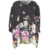Gozzip Lila oversized blouse black with flower