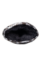 Black Colour Nadina quilted leo mittens gun metal