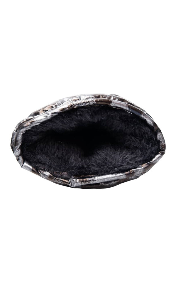 Black Colour Nadina quilted leo mittens gun metal