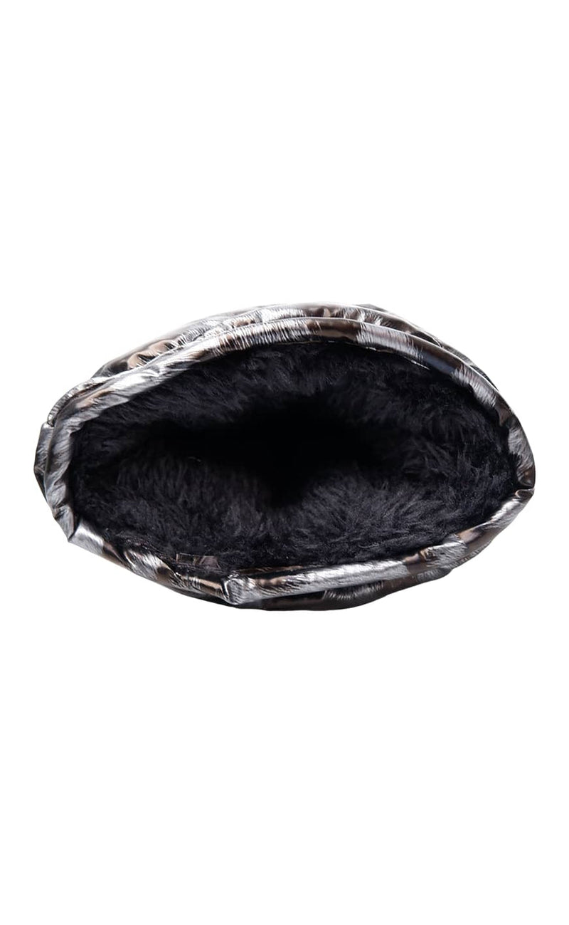 Black Colour Nadina quilted leo mittens gun metal