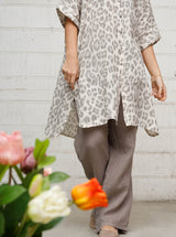 Black Colour Melina wide linen pants taupe