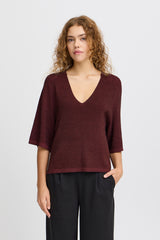 Ichi Cody knit with lurex fig bordeaux