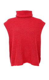 Black Colour Dell roll neck knit vest red
