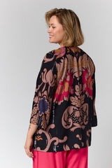 Gozzip Else-Marie blouse black with pink print