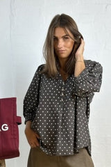 Gaspar  Tunø dot shirt dark grey/brown