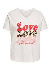 Only Carmakoma Maebell t-shirt Love white
