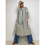 Gaspar Love poplin dress stripe dark blue