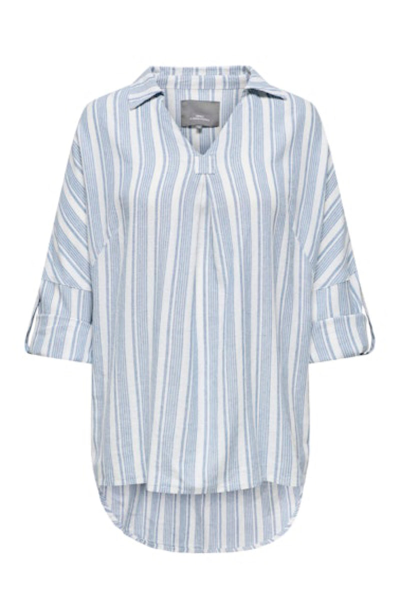 Only Carmakoma Caro linen shirt blue stripe