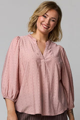 Gozzip Maris blouse rose with brown and silver dots