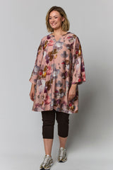 Gozzip Skuld tunic Dusty rose with large flowers
