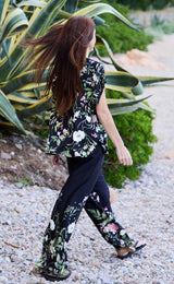 Black Colour Zennia pant black flower