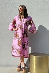 Gaspar Mumbai flower dress pink