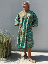 Gaspar Mumbai flower dress aqua