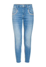 Pulz Carmen emb. skinny leg light blue denim