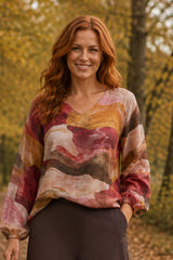 Black Colour Zella sheer blouse brunt wine