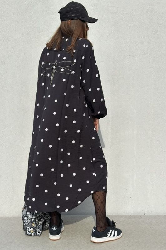Gaspar Luna big dot dress black