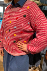 QNUZ Selina knit pink/red stripes & hearts