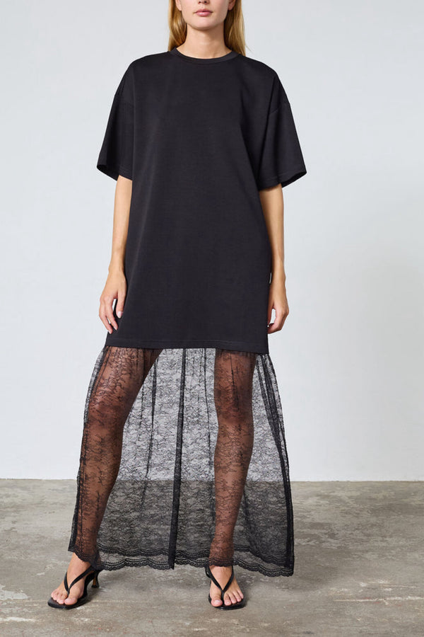 Love & Divine dress with lace skirt black
