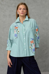 Love & Divine Love1604 Shirt Green Stripes