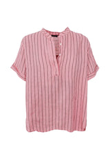 Black Colour Melina linen shirt rose stripe