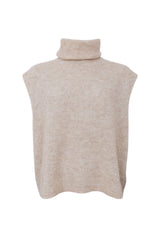 Black Colour Dell roll neck knit vest naturel