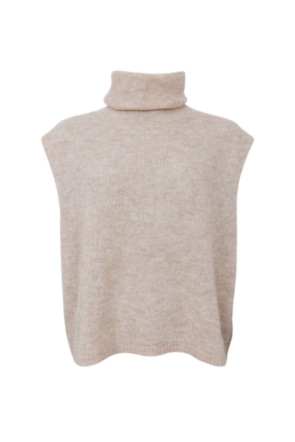 Black Colour Dell roll neck knit vest naturel