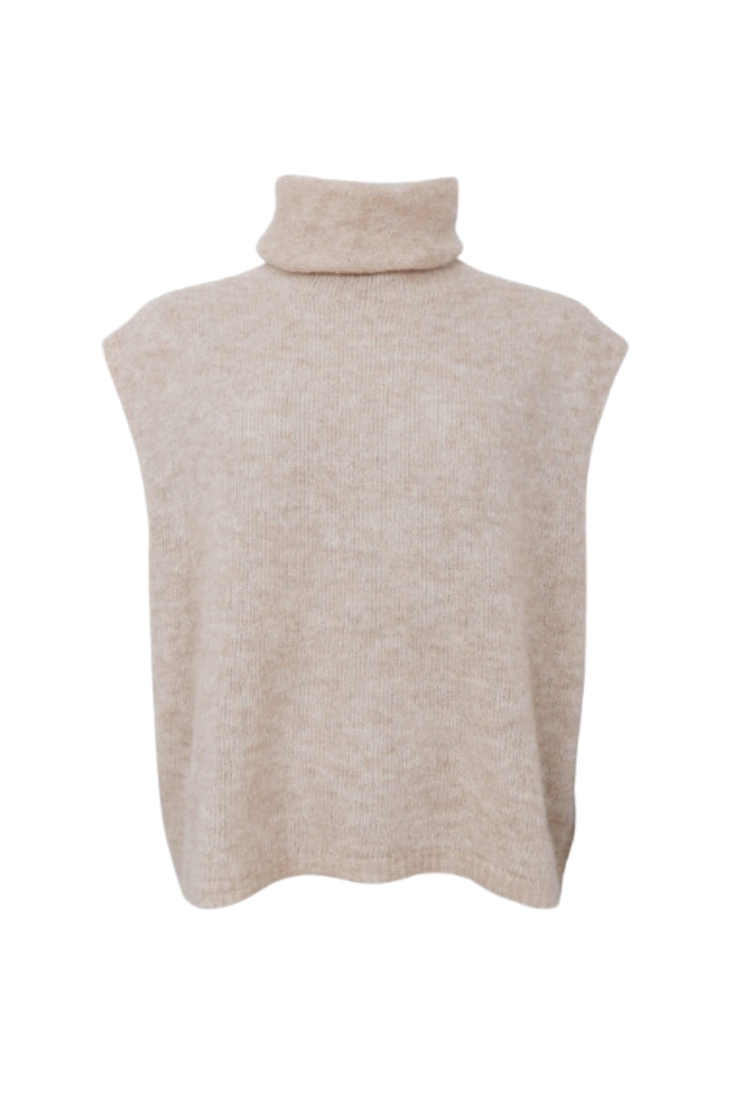 Black Colour Dell roll neck knit vest naturel