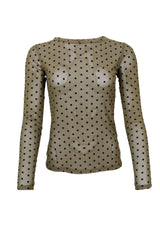 Black Colour Jennie dotted mesh blouse army