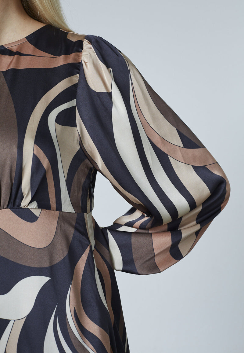 Love & Divine dress grafic print brown