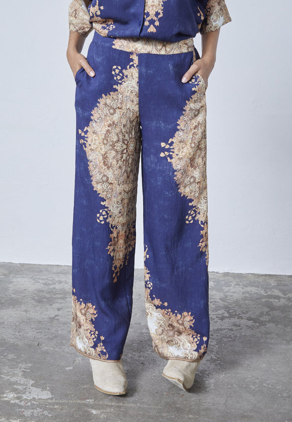 Love & Divine navy paisley pants blue