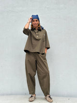 Gaspar Porto poplin shirt olive green