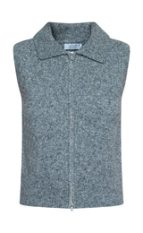 Love & Divine  vest with zipper grey melange