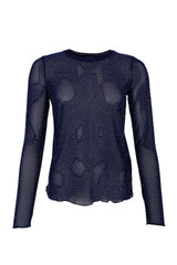 Black Colour Alexis mesh t-shirt with stones black
