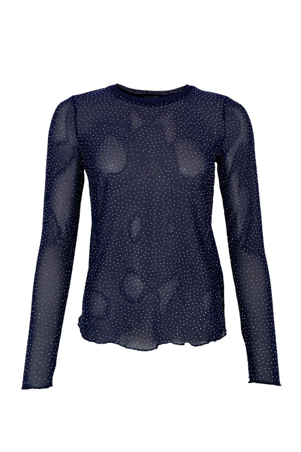 Black Colour Alexis mesh t-shirt with stones black