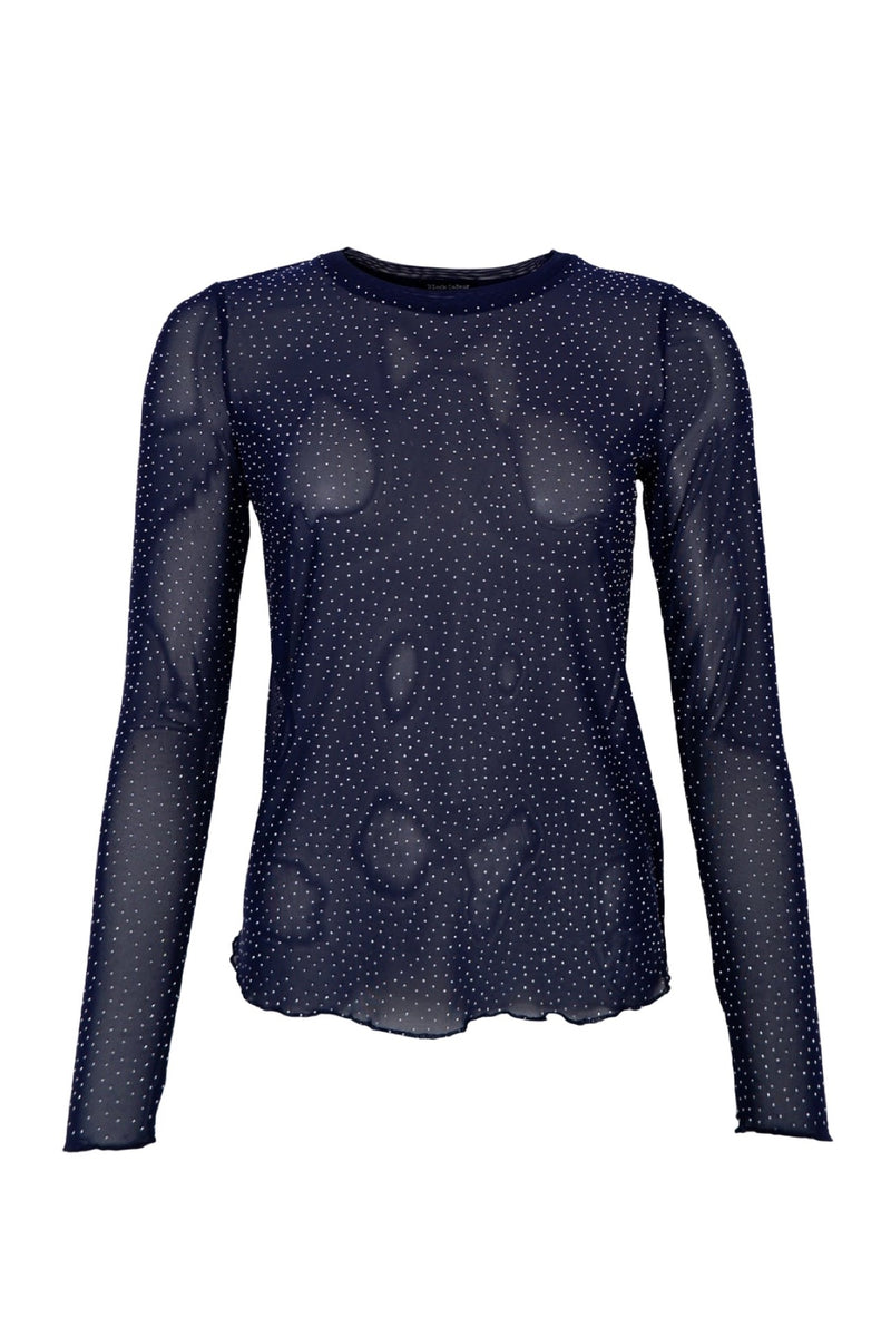 Black Colour Alexis mesh t-shirt with stones black