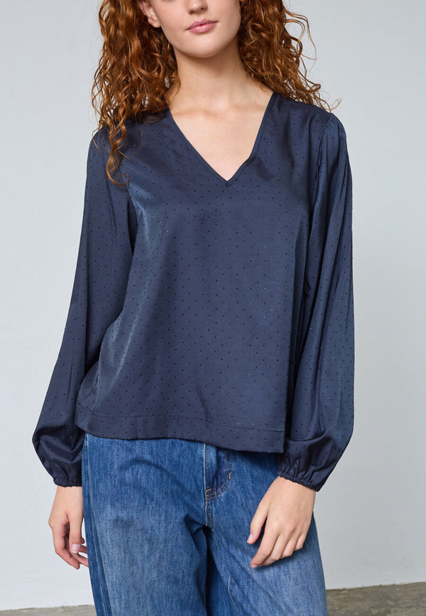 Love & Divine blouse with stones navy