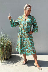 Gaspar Mumbai flower dress aqua