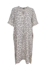 Black Colour Melina long linen dress leo