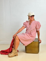 Gaspar Tunø short stripe dress red