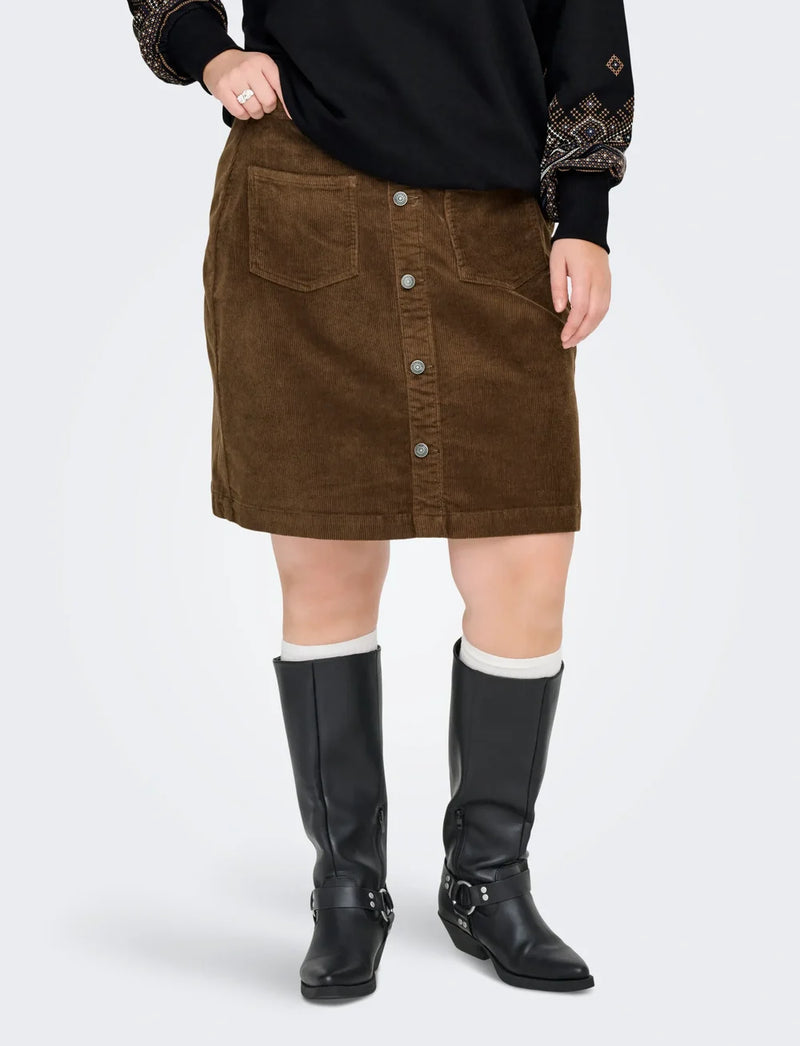 Only Carmakoma Amazing cord skirt brown