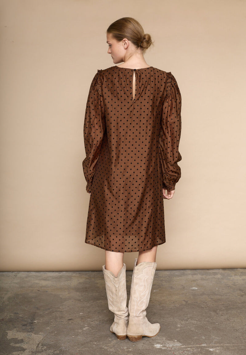 Love & Divine dress with polka dots brown