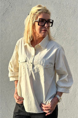 Gaspar Oslo poplin shirt chalk