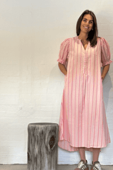 Gaspar Tunø stripe dress rose