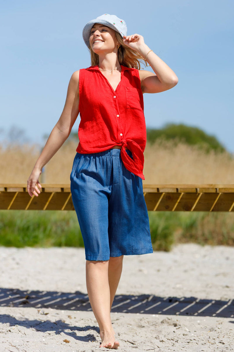 Black Colour Pueblo tencel shorts jeans blue