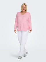Only Carmakoma Margareta knit v- neck light pink