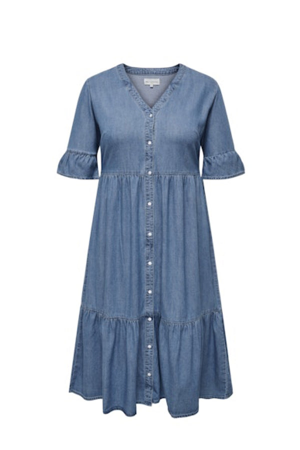 Only Carmakoma Areena denim dress light blue