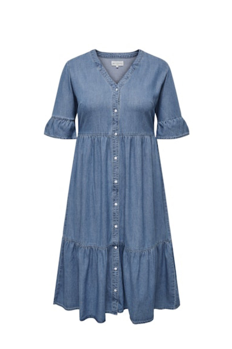 Only Carmakoma Areena denim dress light blue